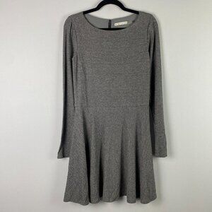 Alice + Olivia Brinley Knit Mini Dress Grey Long Sleeve Size 10 Fit & Flare